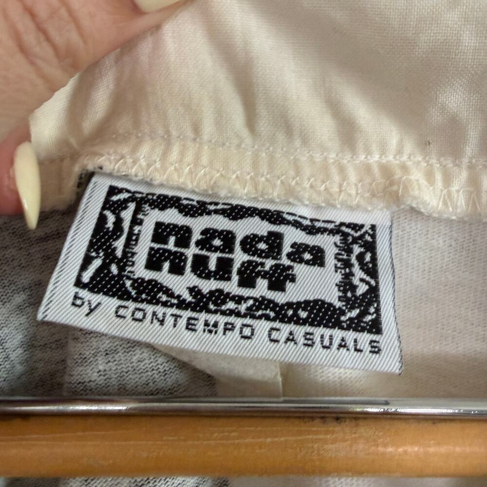 90s Vintage Black and White Striped Baseball Jersey style Shirt Nada nuff Medium - Picture 4 of 7